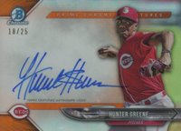 2018 Bowman Chrome Prime Signatures #PCSHG Hunter Greene Orange Refractor Baseball Card