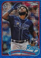 2024 Topps Silver Pack 1989 Chrome Promo #63 Junior Caminero Series 2-Blue Refractor Baseball Card