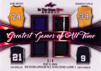 2020 Leaf in the Game Used Greatest Game of All-Time Relics #GGAT-10 Kobe Bryant/Shaquille O'Neal/Tim Duncan/Tony Parker Magenta Basketball Card