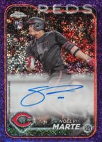 2024 Topps Chrome Rookie Autographs #RANM Noelvi Marte Purple Speckle Refractor Baseball Card