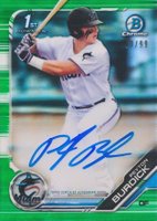 2019 Bowman Draft Chrome Draft Picks Autograph #CDAPB Peyton Burdick Green Refractor Baseball Card
