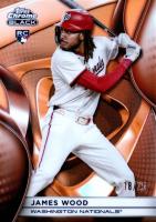 2025 Topps Chrome Black #104 James Wood Orange Refractor Baseball Card