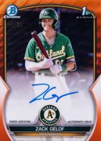 2023 Bowman Chrome Prospect Autographs #CPAZG Zack Gelof Orange Wave Baseball Card