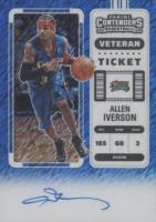 2022 Panini Contenders Veteran Ticket Autographs #VTAIP Allen Iverson Premium Edition-Blue Shimmer Basketball Card