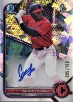 2022 Bowman Chrome Prospect Autographs #CPAJCO Jaison Chourio Atomic Refractor Baseball Card