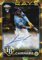 2024 Topps Chrome Sapphire Update Series Chrome Sapphire Autographs #JCA Junior Caminero Gold Baseball Card
