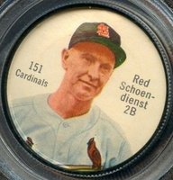 1962 Salada-Junket Coin #151 Red Schoendienst Baseball Card