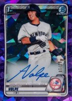 2020 Bowman Chrome Sapphire Edition Autographs #BSPAAV Anthony Volpe Purple Baseball Card