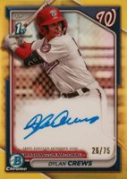 2024 Bowman Chrome Prospect Autographs #CPADC Dylan Crews Yellow Refractor Baseball Card