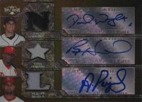2008 Topps Triple Threads Relic Combos Autographs #7 Albert Pujols/David Wright/Ryan Howard Sepia Baseball Card