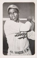 1947 Bond Bread Jackie Robinson # Batting follow thru, white shirt sleeves Baseball Card