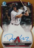 2023 Bowman Chrome Prospect Autographs #CPADC Dominic Canzone Gold Refractor Baseball Card