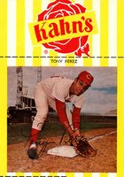 1969 Kahn's Wieners # Tony Perez Large-Glove on Base Baseball Card