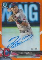 2018 Bowman Chrome Prospects Autographs #BCPATF Tyler Freeman Orange Refractor Baseball Card