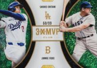 2025 Topps Welcome to the Club 3X MVP 3X MVP Dual #D11 Jimmie Foxx/Shohei Ohtani Green Stardust Baseball Card