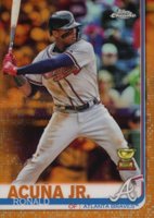 2019 Topps Chrome #117 Ronald Acuna Jr. Batting-Orange Refractor Baseball Card