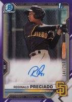 2021 Bowman Chrome Prospect Autographs #CPARPR Reginald Preciado Purple Refractor Baseball Card