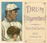 1909 White Borders Drum 350 #235 Walter Johnson Pitching Baseball Card