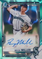2021 Bowman Draft Chrome Draft Pick Autographs #CDABMI Bryce Miller Aqua Lava Refractor Baseball Card