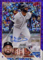 2023 Topps Chrome Rookie Autograph #RARG Riley Greene Purple Speckle Baseball Card