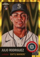 2022 Topps Chrome Platinum Anniversary #171 Julio Rodriguez Yellow Raywave Refractor Baseball Card