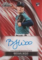 2024 Topps Chrome Black Autographs #BW Bryan Woo Red Refractor Baseball Card