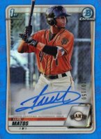 2020 Bowman Chrome Prospect Autographs #CPALM Luis Matos Blue Refractor Baseball Card