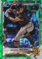 2021 Bowman Draft Chrome Sapphire Edition #BDC119 Jackson Merrill Green Baseball Card
