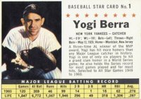 1961 Post Cereal #1 Yogi Berra Perforated Baseball Card