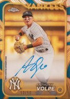 2024 Topps Gilded Collection Topps Chrome Gold Autographs #CGAAV Anthony Volpe Blue/Gold Baseball Card