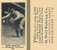 1916 Weil Baking Co. #122 Otto Miller Baseball Card