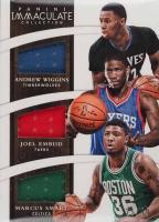2014 Panini Immaculate Collection Trio Relics #AJM Andrew Wiggins/Joel Embiid/Marcus Smart Basketball Card