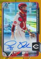 2015 Bowman Chrome Draft Pick Autograph #BCATS Tyler Stephenson Gold Refractor Baseball Card