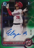 2022 Bowman Draft Chrome Draft Pick Autographs #CDAEG Elijah Green Green Refractor Baseball Card