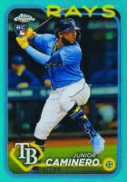 2024 Topps Chrome #213 Junior Caminero Aqua Refractor Baseball Card