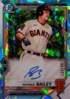 2021 Bowman Chrome Sapphire Edition Autographs #BSPAPB Patrick Bailey Aqua Baseball Card
