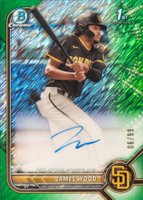 2022 Bowman Chrome Prospect Autographs #CPAJWD James Wood Green Shimmer Refractor Baseball Card