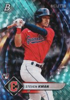 2022 Bowman Platinum #66 Steven Kwan Aqua Ice Foilboard Baseball Card