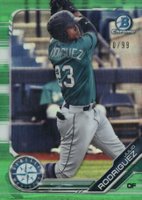 2019 Bowman Draft #BDC60 Julio Rodriguez Green Refractor Baseball Card