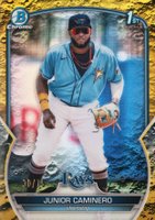 2023 Bowman Chrome Prospects #BCP61 Junior Caminero Yellow Lunar Crater Refractor Baseball Card