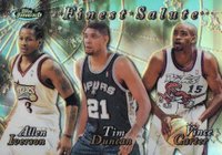 1999 Finest Salute #FS1 Allen Iverson/Tim Duncan/Vince Carter Refractor Basketball Card