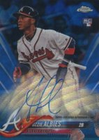 2018 Topps Chrome Rookie Autograph #RA-OA Ozzie Albies Blue Wave Refractor Baseball Card