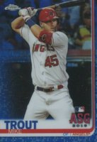 2019 Topps Chrome Update  #76 Mike Trout Blue Refractor Baseball Card