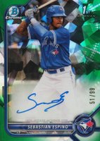 2022 Bowman Chrome Prospect Autographs #CPASE Sebastian Espino Green Atomic Refractor Baseball Card