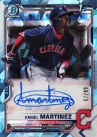 2021 Bowman Chrome Sapphire Edition Autographs #BSPAAMA Angel Martinez Aqua Baseball Card
