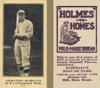 1916 Holmes for Homes Bread #111 Armando Marsans Baseball Card