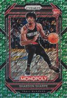 2022 Panini Prizm Monopoly #74 Shaedon Sharpe Green Money Shimmer Basketball Card