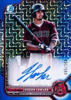 2022 Bowman Mega Box Chrome Autographs #BMAJL Jordan Lawlar Blue Baseball Card