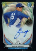 2014 Bowman Chrome Autograph Prospects #JU Julio Urias Black Wave Refractor Baseball Card