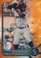 2022 Bowman 1st Edition #BPPF45 Julio Rodriguez Orange Foil Baseball Card